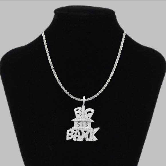 Iced Out Two Tone Color Heavy Big Bank Necklace - Picture 2 of 2